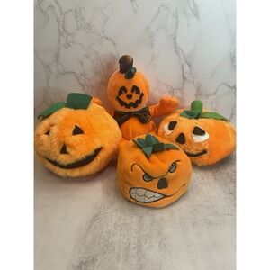Vtg Lot Of Stuffed Pumpkins Halloween